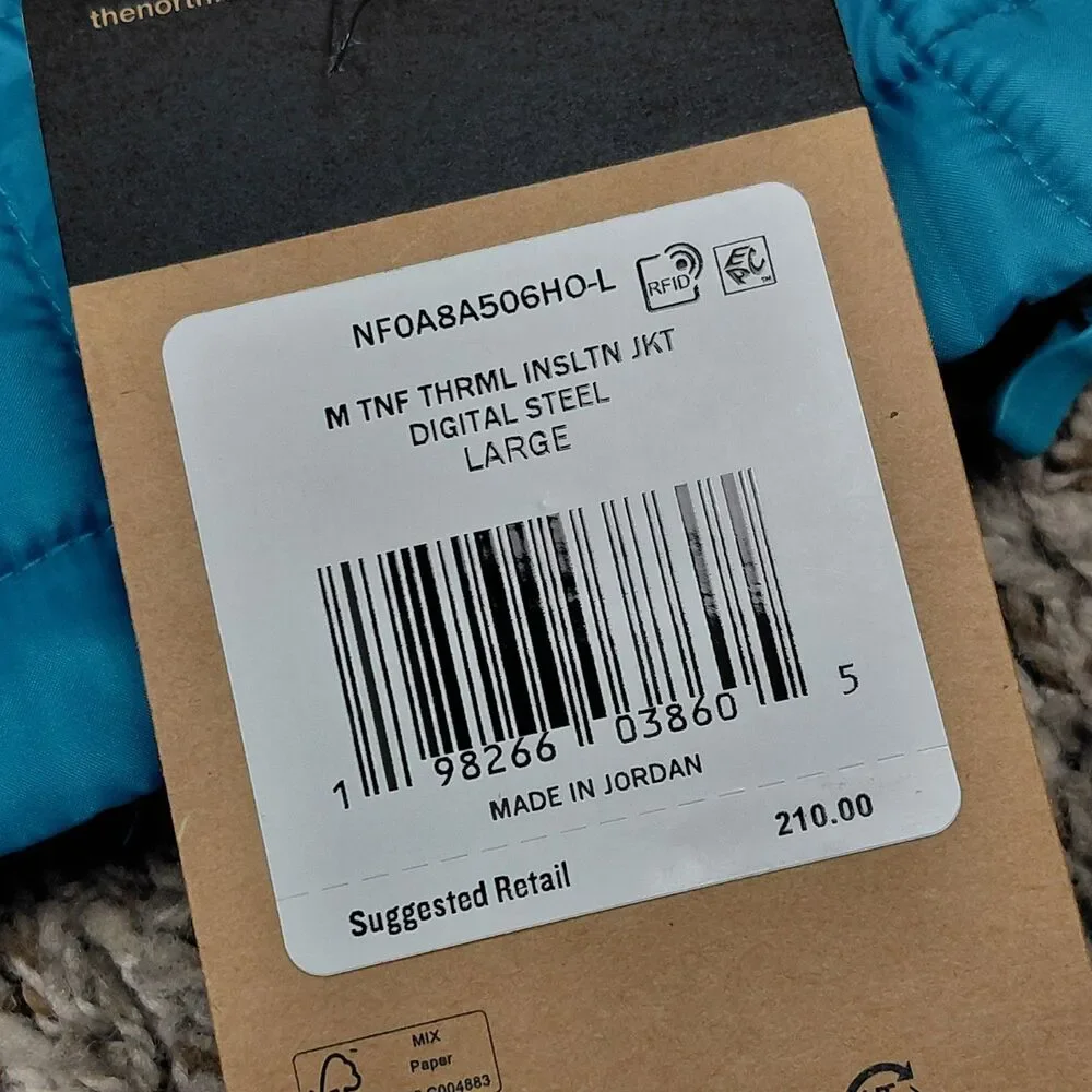 NEW The North Face Thermal Insulation Jacket Mens Large Digital Steel Thermoball